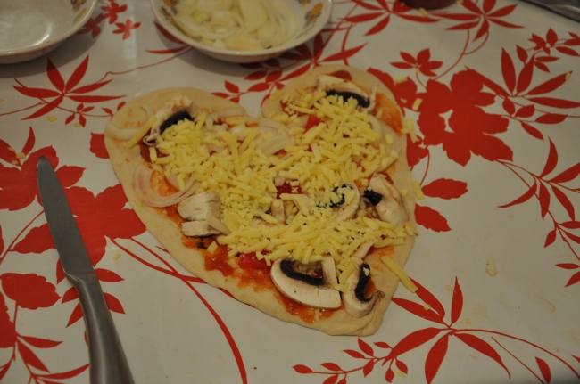 pizza made by my daughter - yummy
